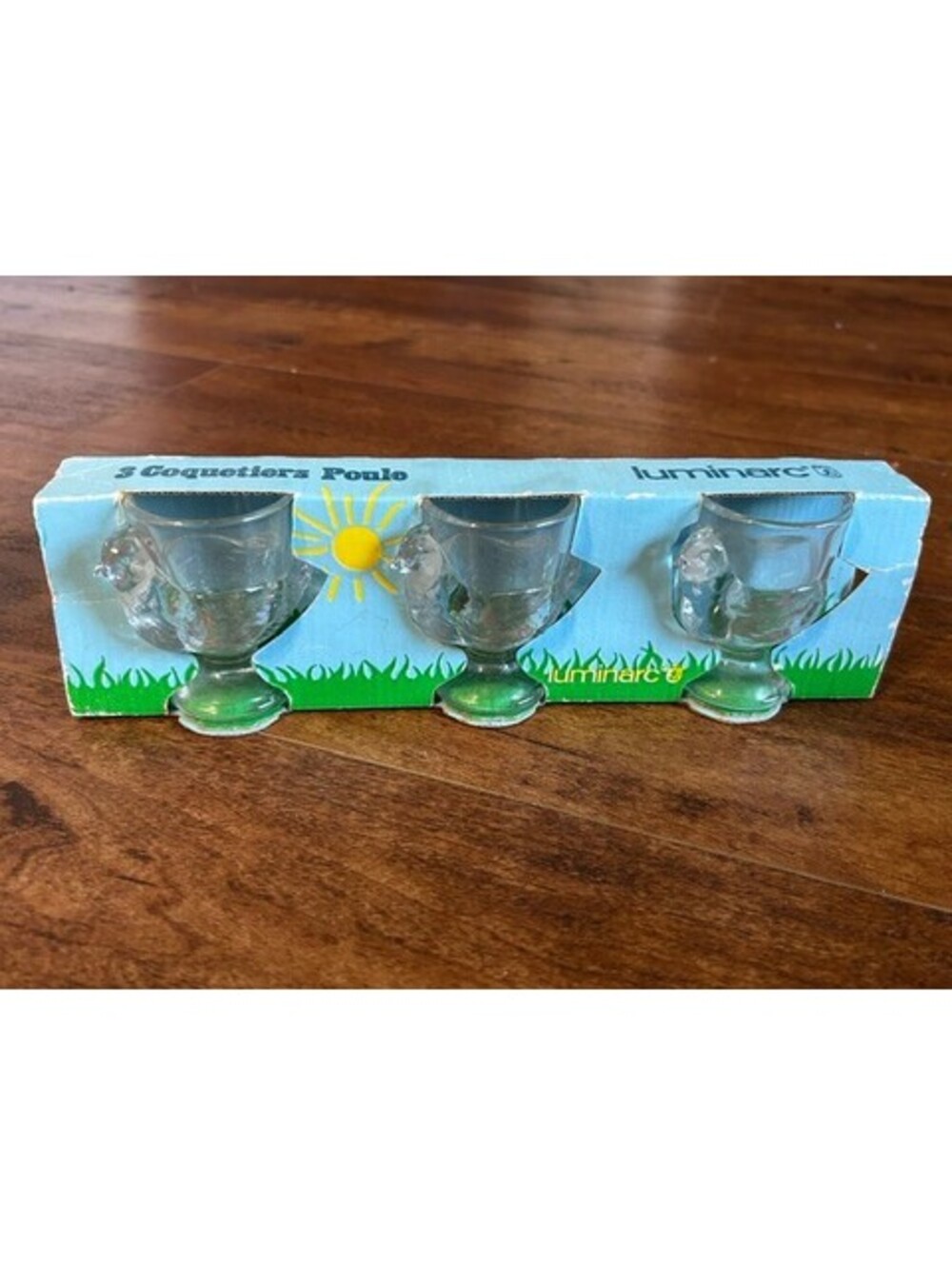 Luminarc 3 Coquetiers Poule Glass Egg Cups Set of 3 Chicken Egg Cups